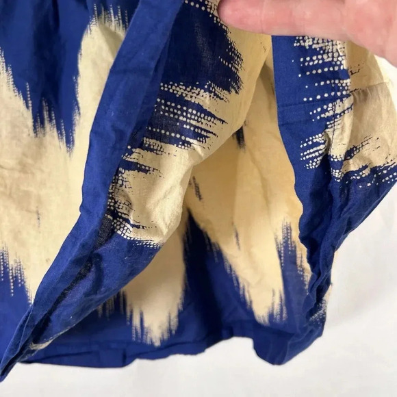 MNG Mango Mini Skirt Women's 4 Blue Cream Print Zip Side Unlined - Picture 4 of 8